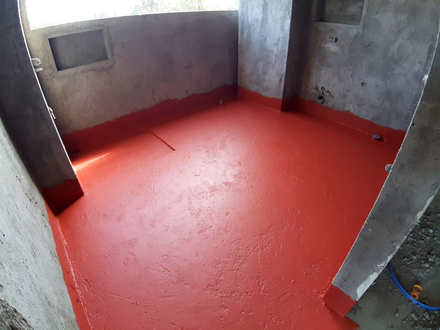 Bathroom floor and walls before waterproofing