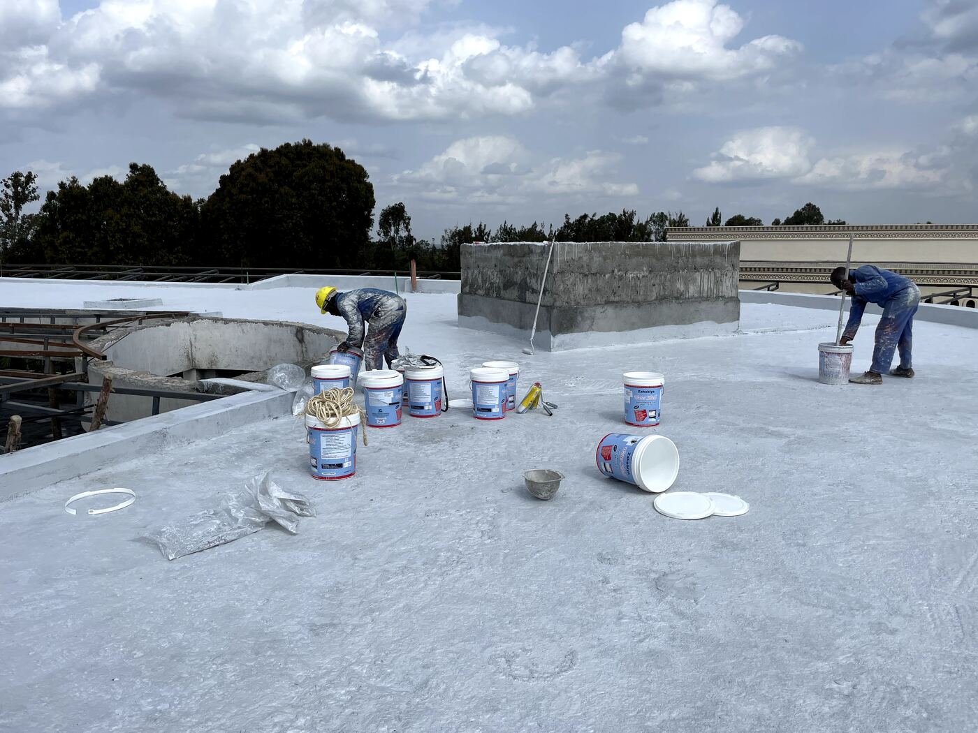 Roof terrace waterproofing in progress
