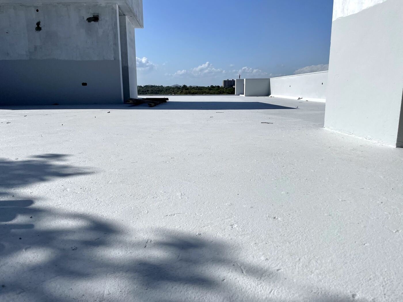 Completed roof terrace waterproofing, wide view